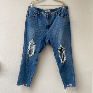 ASOS Curve Straight Leg Jeans w/ Distress